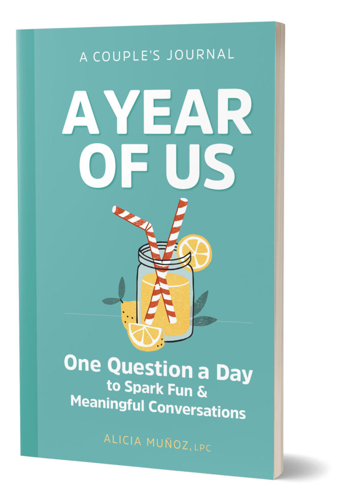 "A year of us" book by Alicia Muñoz, standing book cover mockup