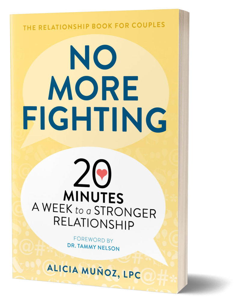 "No more fighting" book by Alicia Muñoz, standing book cover mockup